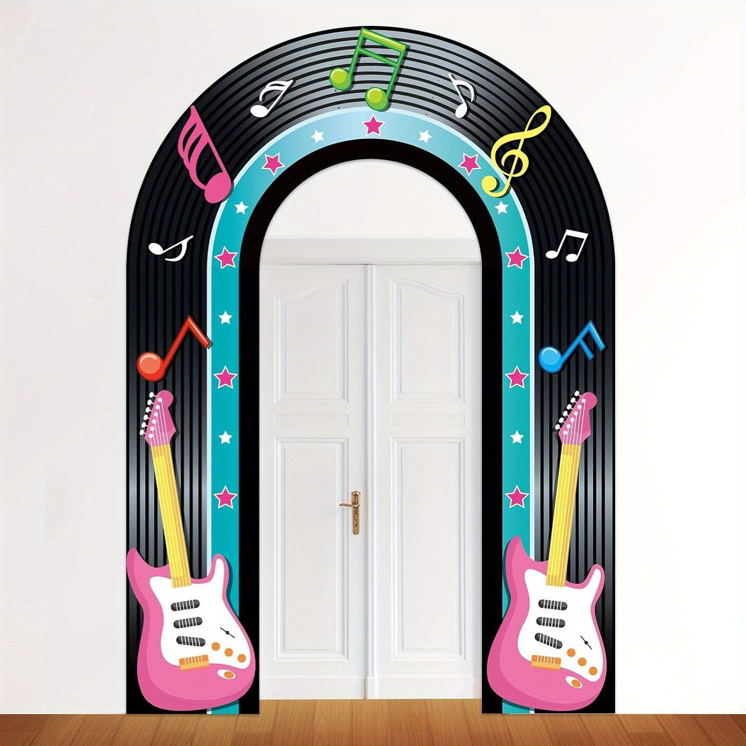 TEMU 1pc, Vintage Music Arch Decoration Backdrop, , Rock Hip-hop Party Porch Background, Home Party Photo Booth Door Decor, Vinyl Record Arch