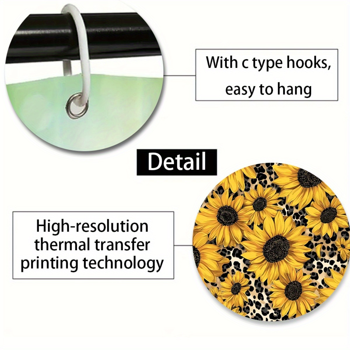 Sunflower Bathroom Set with Shower Curtain and Non-Slip Mats