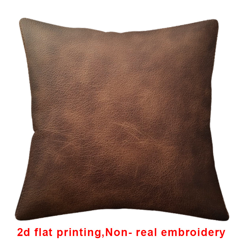 TEMU 2d Flat - 1pc Faux Leather Printed Pillow Cover, Suitable For Bedroom, Living Room, Office Decoration. 2d - Pillow Insert Not Included