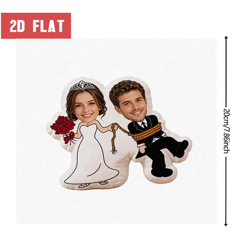 TEMU Personalized Couple Photo Shaped Pillow, Wedding Outfit Custom Picture Decorative Cushion, 60cm Home Decor Accent Pillow For Sofa & Bedroom,