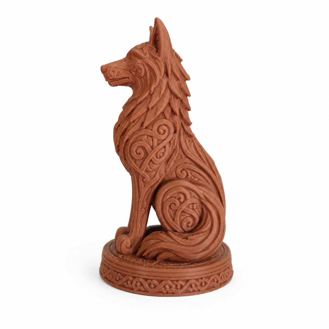 TEMU Nordic Guardian Wolf Statue - Celtic Scroll Wolf Figurine With Sitting Sculpture, Plastic Wolf Statue Suitable For Desk Shelf Home Office Decor,