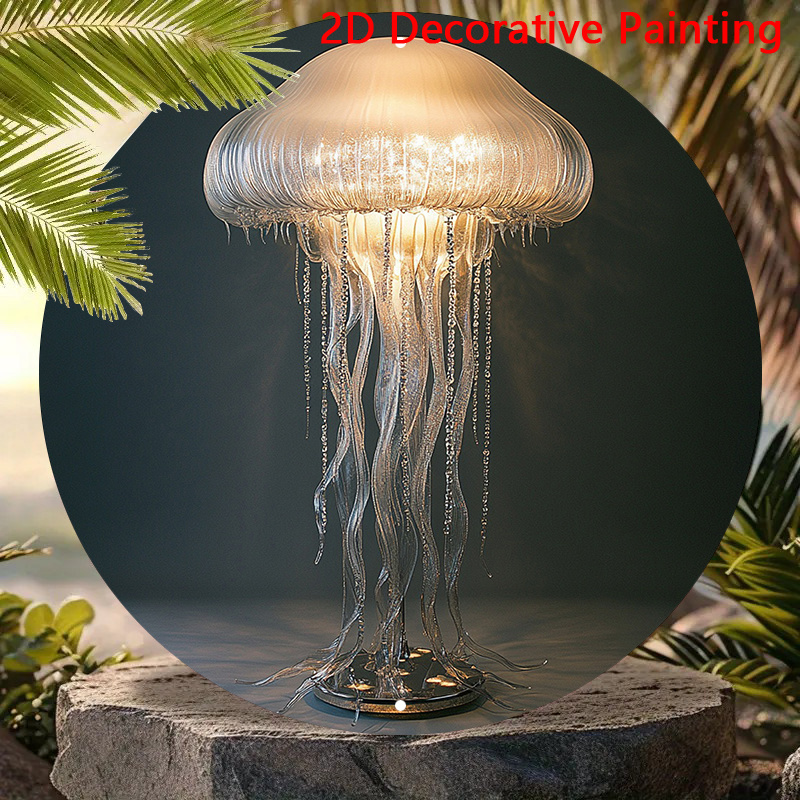 

Room Decor 1pc Jellyfish-shaped Floor Lamp, 8x8inch Aluminum Metal With 2d Decorative Painting, Modern Home & Garden Decor, Unique Room Wall Art, Indoor Lighting Fixture 8597