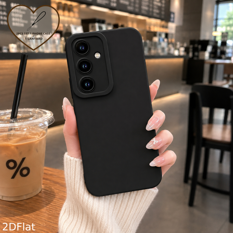 TEMU Phone Case: Miniso 2d Flat, Minimalist Solid -coverage Soft Phone Case, Minimalist Style With Frosted Skin-friendly Texture, 2pcs, Suitable For