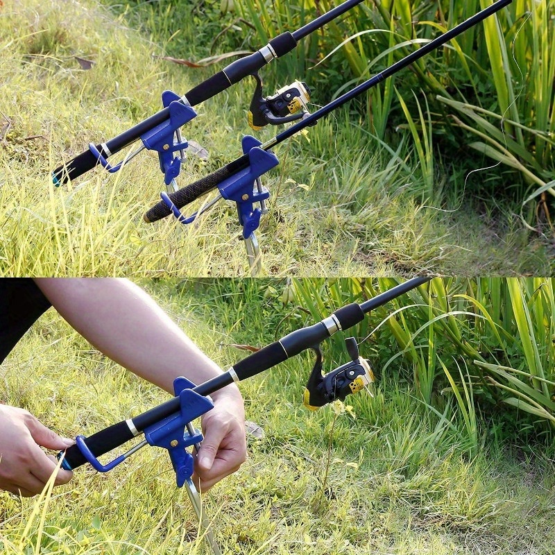 

Iron 360-degree Adjustable Fishing Rod Holder - Blue, Ground Inserted Stand For Beach & Fishing, 's Birthday Gift