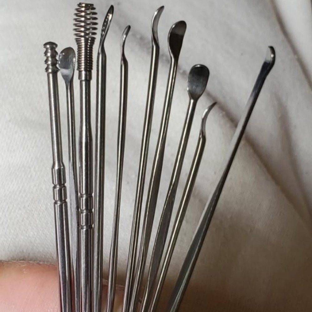 TEMU 8-pack Stainless Steel Ear Wax Removal Tool Set, Spiral And Scoop Ear Cleaner Kit, Reusable Ear Pick Tools For Safe Ear Care, Portable Ear