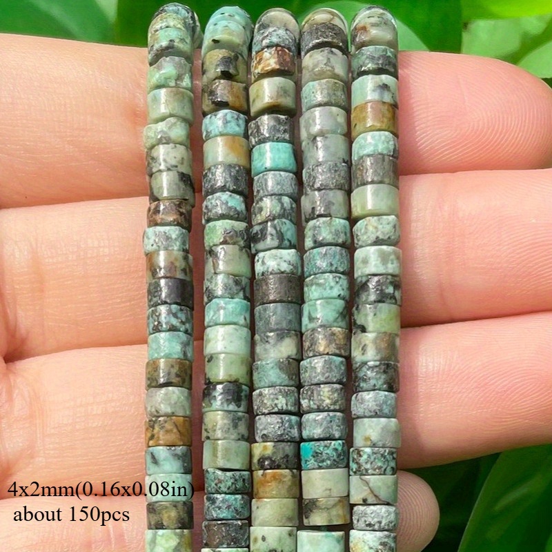TEMU Perles rondes en turquoise africaine naturelle de qualité AA 4x2mm - Perles d'espacement cylindriques sphériques en , adaptées à la création de