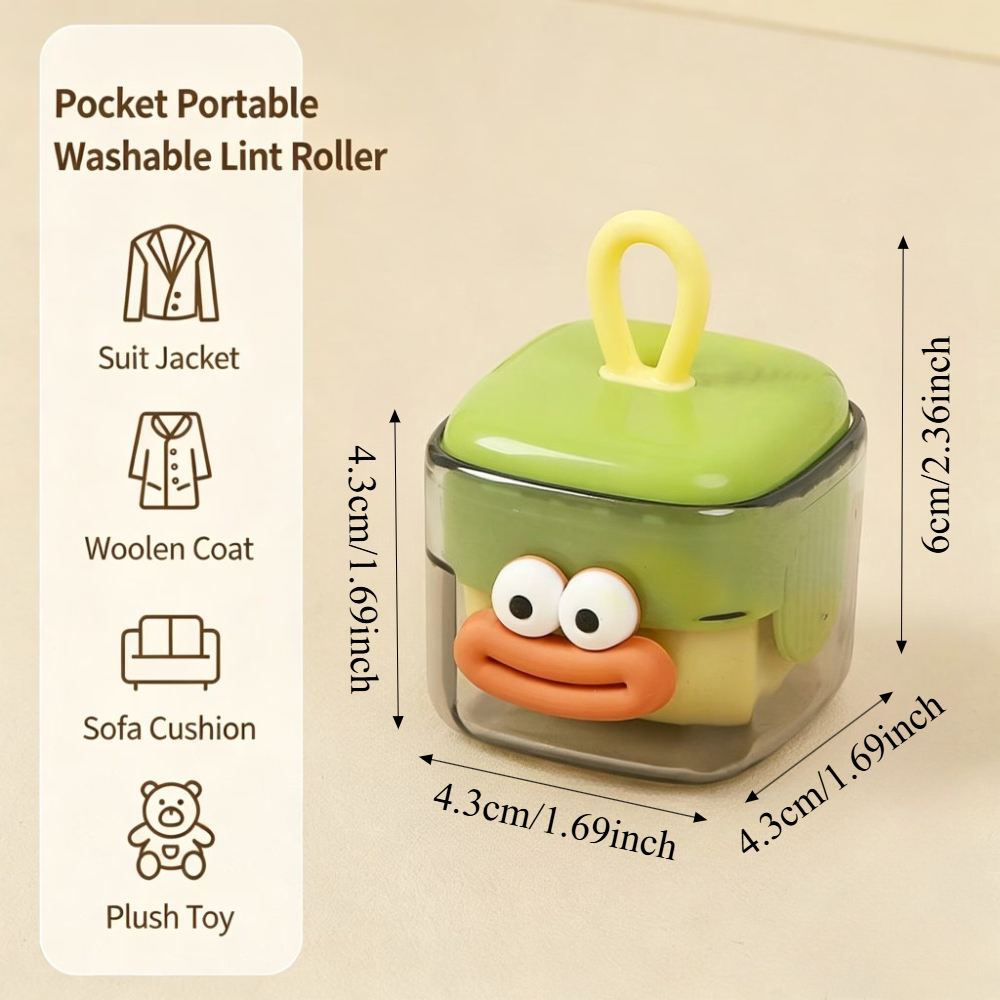TEMU Reusable Mini Lint Roller Suitable For Clothes & Furniture - Portable Pet Hair Remover With Washable Gel & Rollers, -free Suitable For Cat