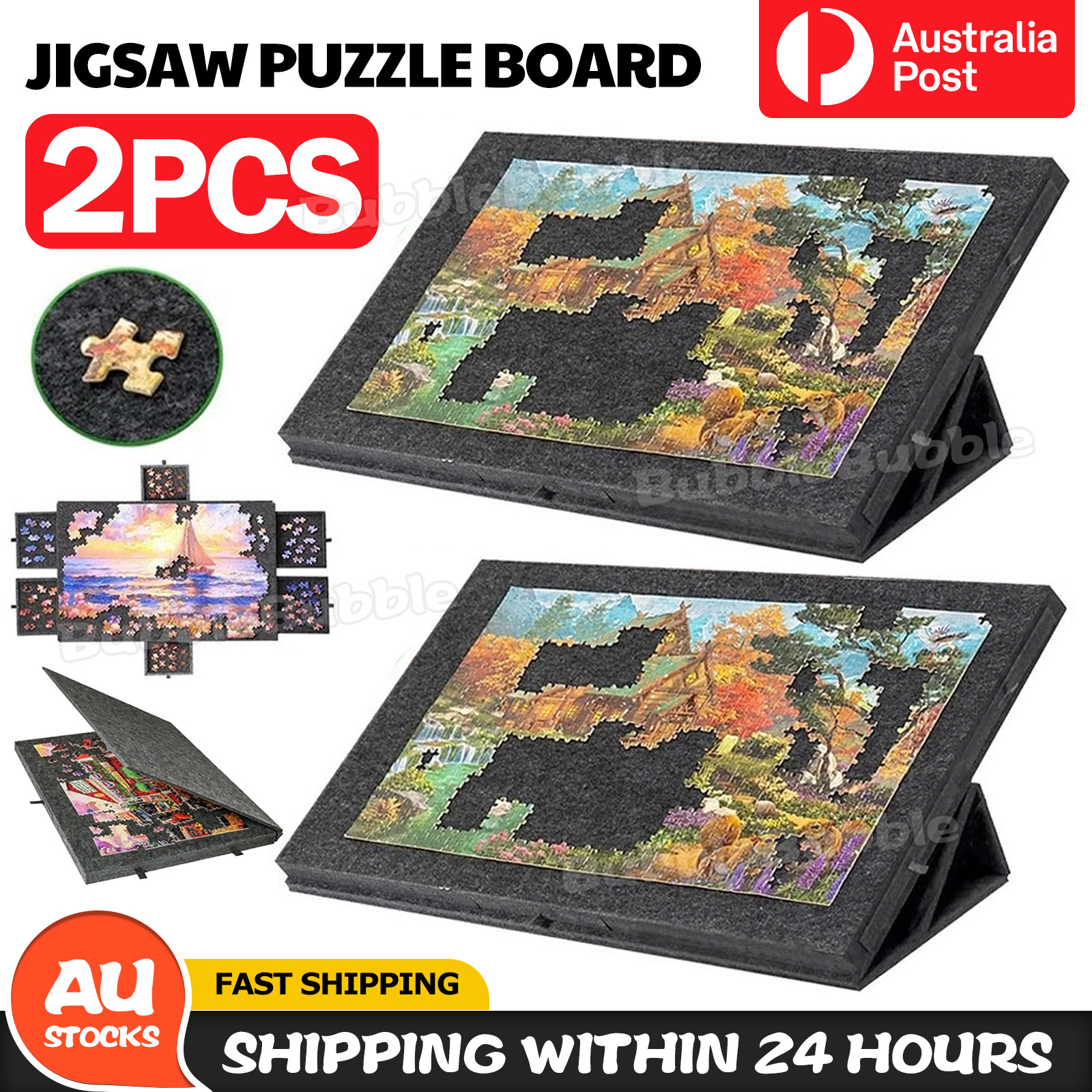 TEMU 2pcs 6-drawer Puzzle Table Jigsaw Puzzle Board Portable Felt Bubbleglobal