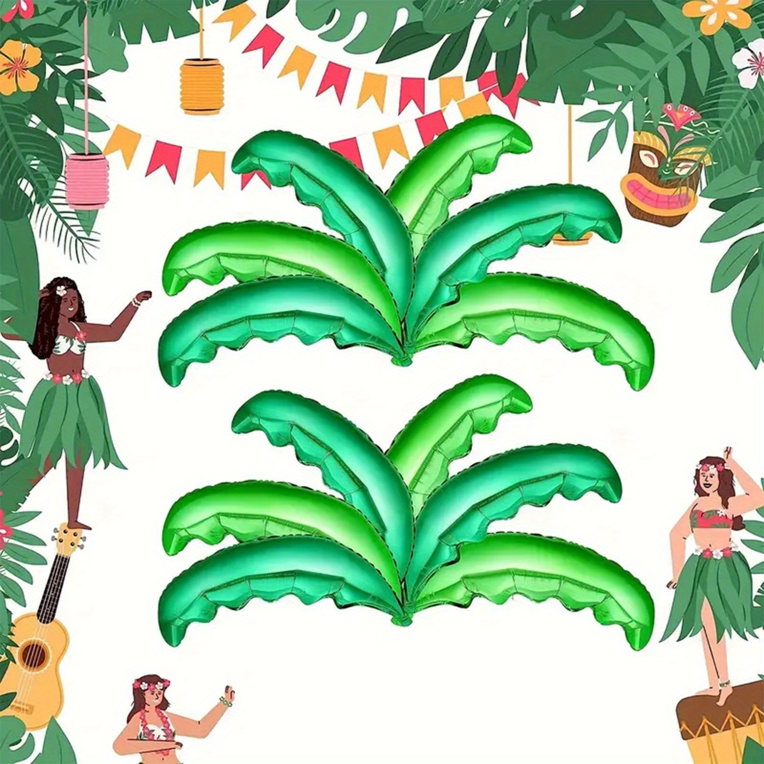 Ballon en Feuille de Palmier 12 Pièces Ballon Tropical de Feuille Ballons Hawaii de Palmier Ballons Anniversaire Jungle pour Fêtes Hawaïennes et Thème de La Jungle Décorations