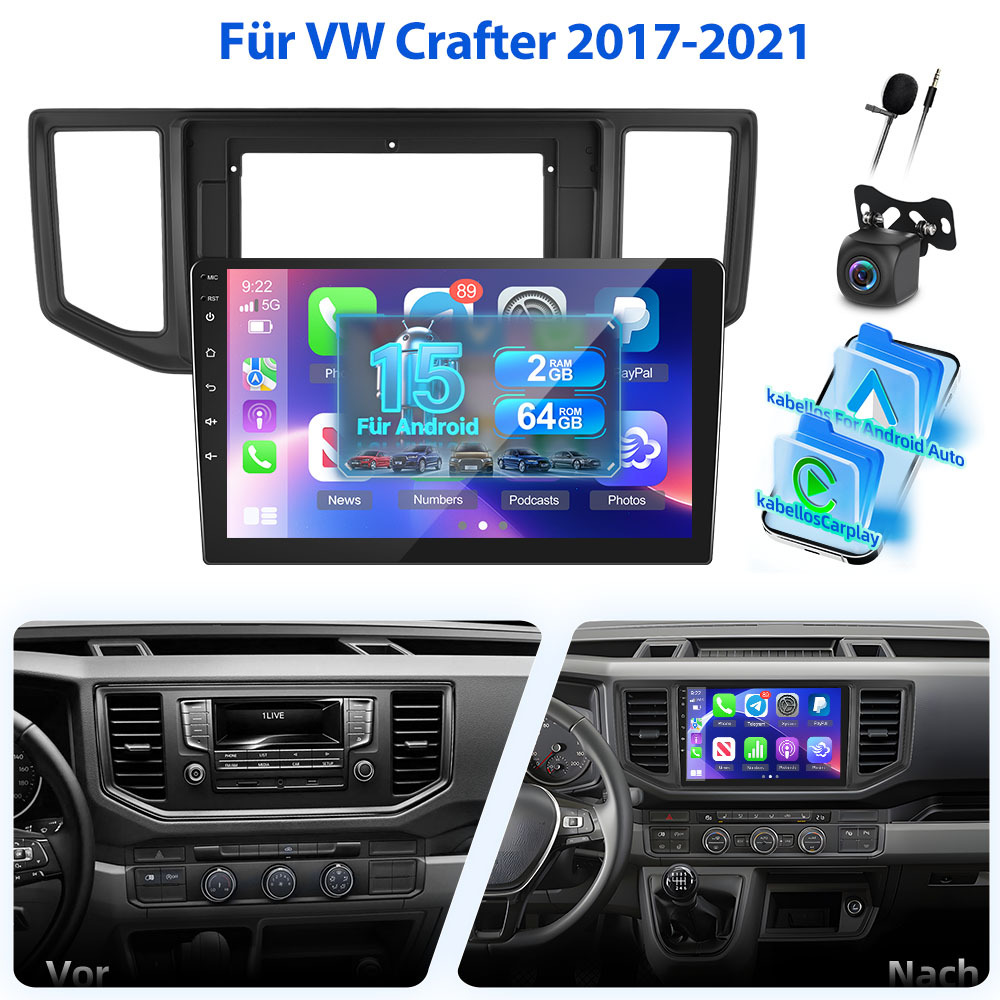 Image of 15 Car Radio 2gb+64gb | For Vw 2017-2021, 10.1 Inch .5d Touch Screen With Gps, Wifi, Eq, Bt, Swc, Fm Rds, Camera And Mic, Auto, Brand