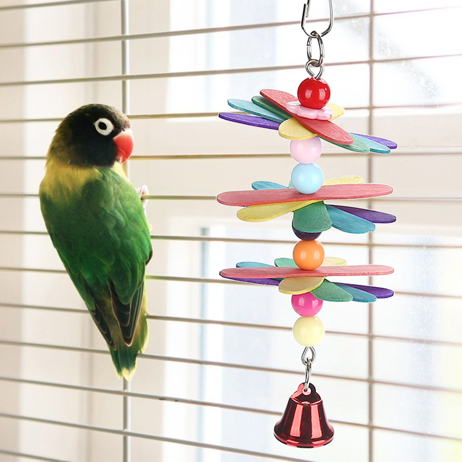 durable bird chew swing toy colorful beads wheels metal Temu