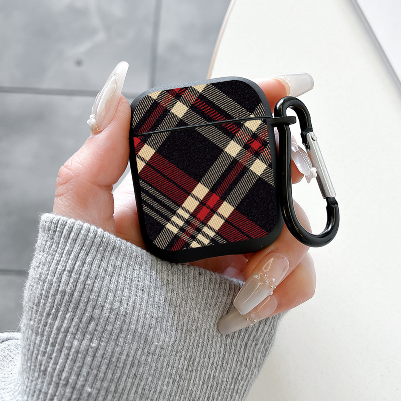TEMU 2025 New Fashionable Creative All-inclusive Shockproof Grid Pattern Headphone Case For For Airpods 1/2, For Airpods 3, For Airpods Pro, For