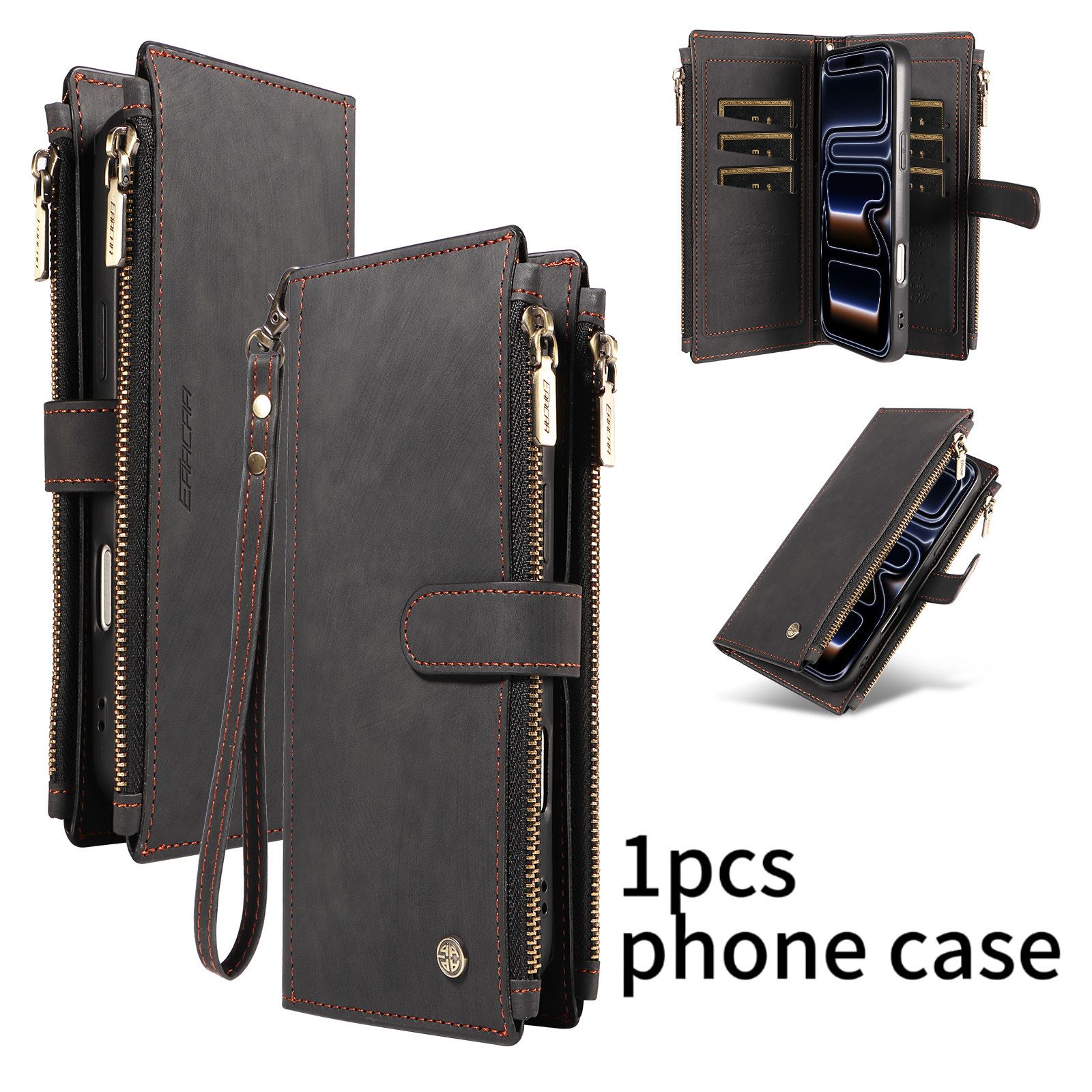 TEMU Phone Case: 1 Zipper Wallet Flip Phone Case With Multiple Card Slots, Card Holder, And Wrist Strap. Suitable For Galaxy S10 , S8, S8 , S9, S9 ,