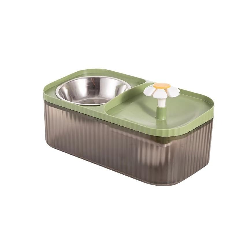 Cat Water Fountain and Food Bowl Ultra Quiet Pets Waters Dispenser with Smart Pump Automatic Pets Waters Fountain Dog Water Dispenser for Cats Kitty Dogs Multiple Pets