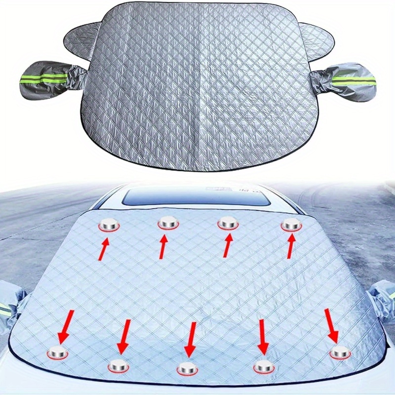 E-shop Magnetische Schneedecke für Auto-Windschutzscheiben, Schneeschutz mit neun Magneten und reflektierenden Streifen, magnetische Winter-Schnee- und