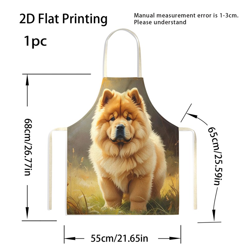 TEMU 1pc Apron With Fluffy Dog Print - Lightweight Fade-resistant Fabric Suitable For , Apron For,, Pet Lovers Gift, For &, 2d Flat