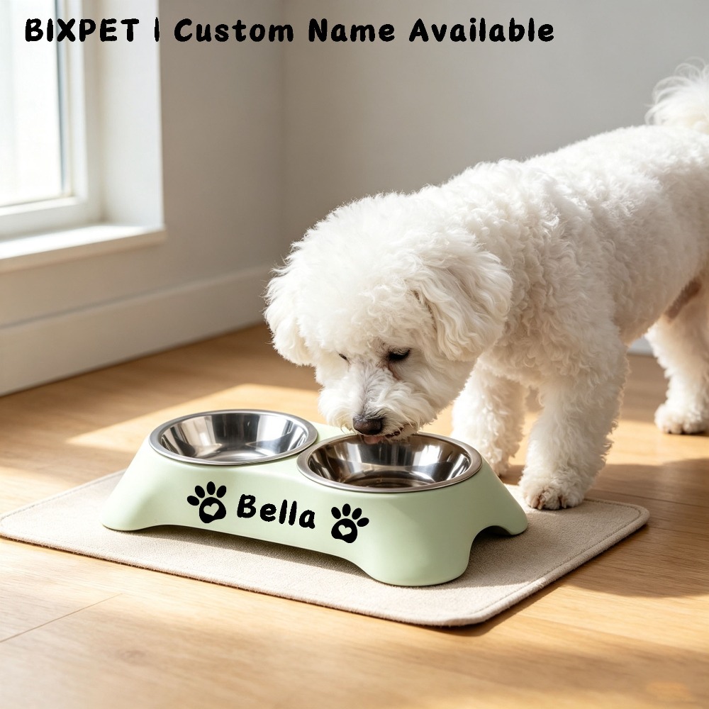 Customizable Stainless Steel Dog Bowl, Double Bowl Set