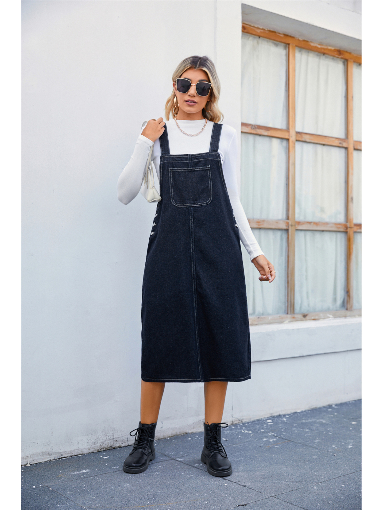 white christmas dresses Agnes Denim Overall Dress main image 1