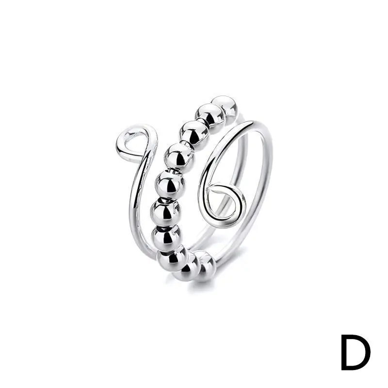 elegant boho stainless steel anxiety rings for women anti stress fidget spinner rings with rainbow beads rotates adjustable stacking jewelry for daily gift occasions christmas bohemian style best for christmas Product details 8
