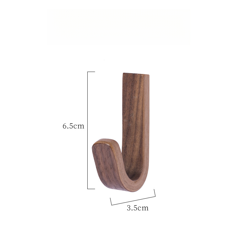 Image of Nordic Style Walnut Wood No-punch Coat And Hat Hook Adhesive Waterproof Household Light Luxury
