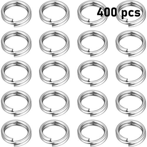 400pcs 304 stainless steel jump rings heavy duty split ring connectors for diy keychains making crafts key tags durable resistant loop for bracelets necklaces pet id collars bulk pack