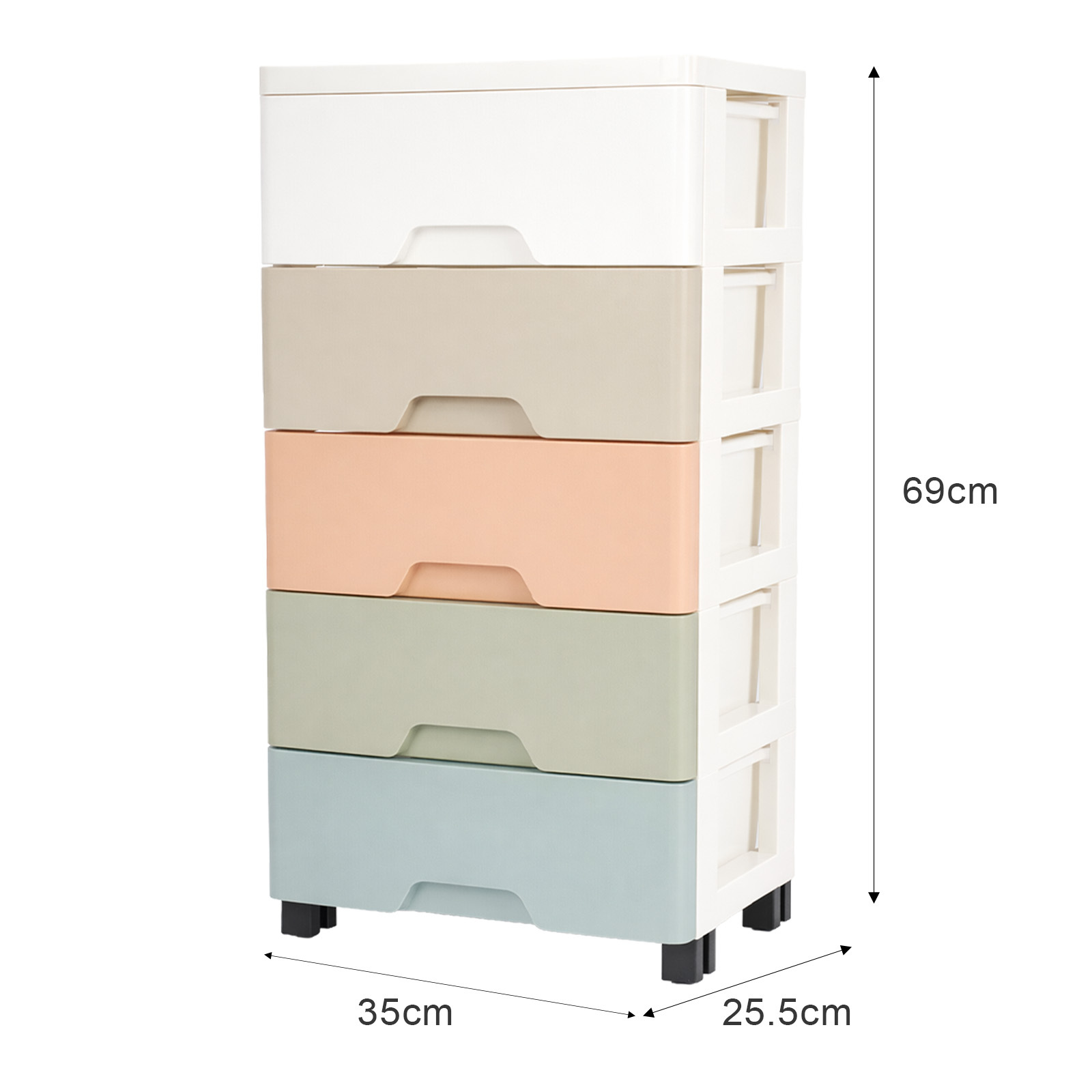 5-layer Drawer Plastic Storage Cabinet Organizer - Stackable Rectangular Polypropylene Storage Box With Smooth Drawers Suitable For Bedroom, Bathroom, Office - Organization For Clothes,, Snacks, Books