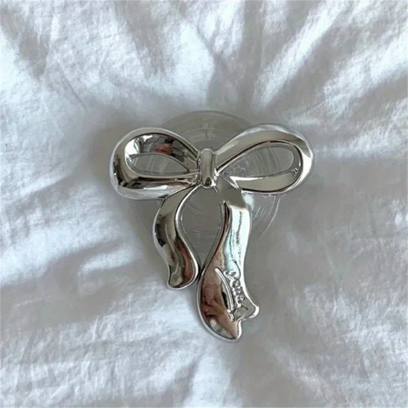 Korean Silver Bowknot Griptok Clear Phone Finger Ring Holder Stand Support For Iphone Foldable Socket Girl Bracket