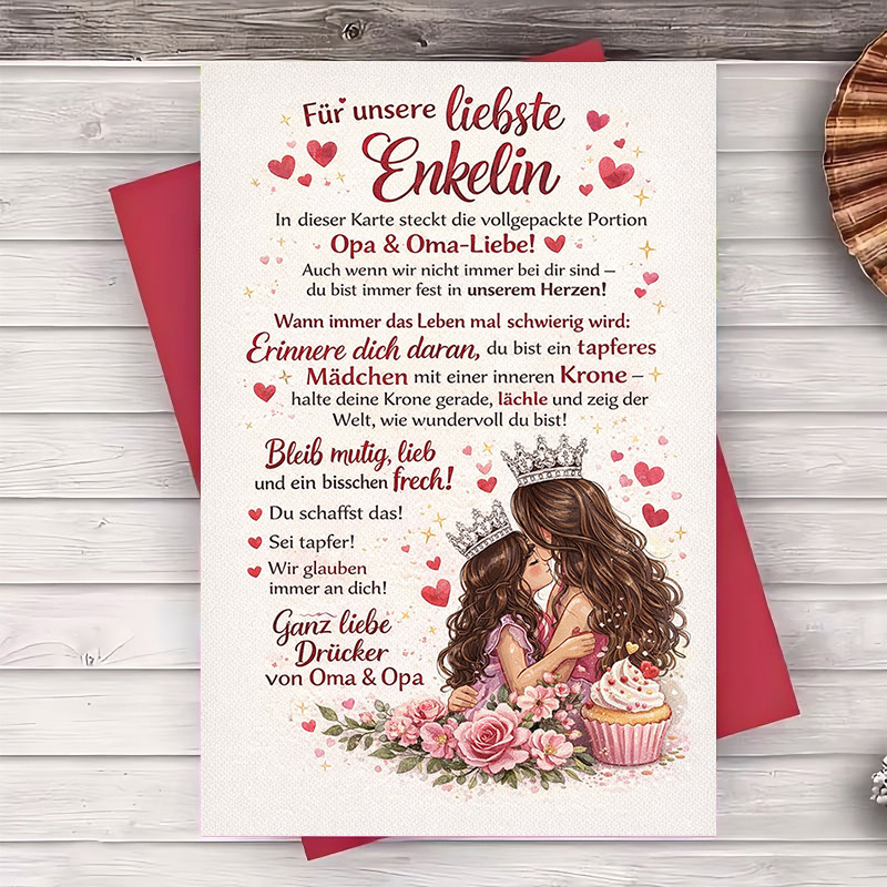 TEMU A Set Of 2 Items (including An Envelope And A Greeting Card) Designed For Granddaughters, Featuring A Message From Grandparents. Ideal For