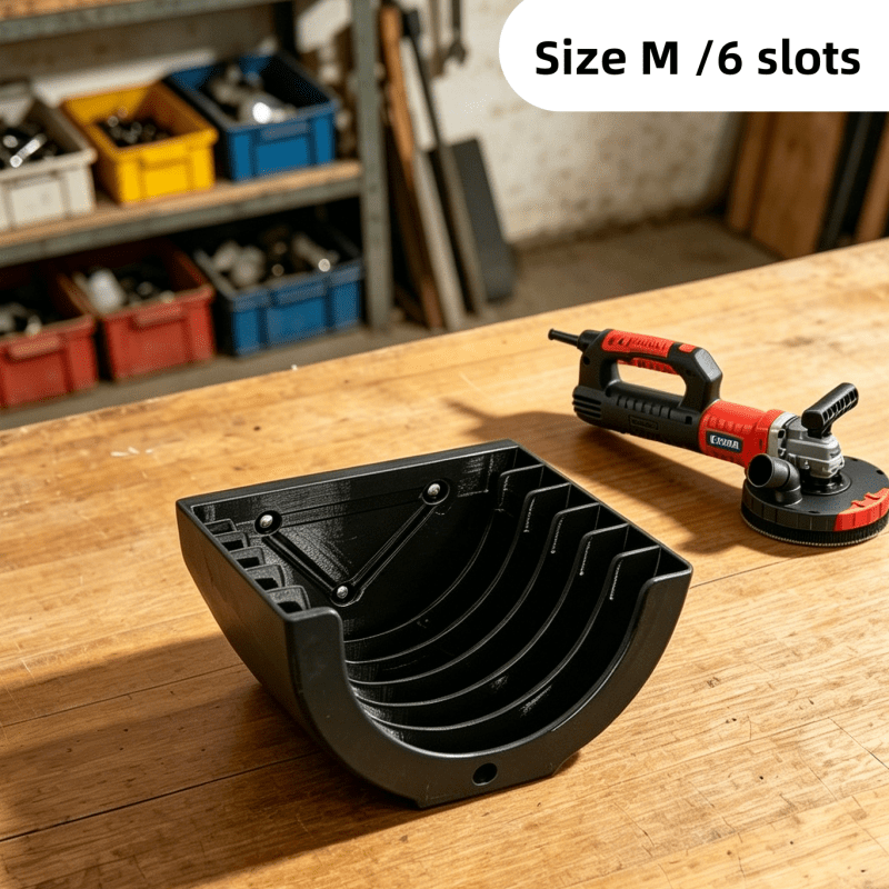 TEMU 1pc-3-slot, 6-slot, And 9-slot . Wall-mounted Wheel Organizer/garage Tool Organizer With Wooden Base. 3d Printed Sandpaper Disc Organizer.