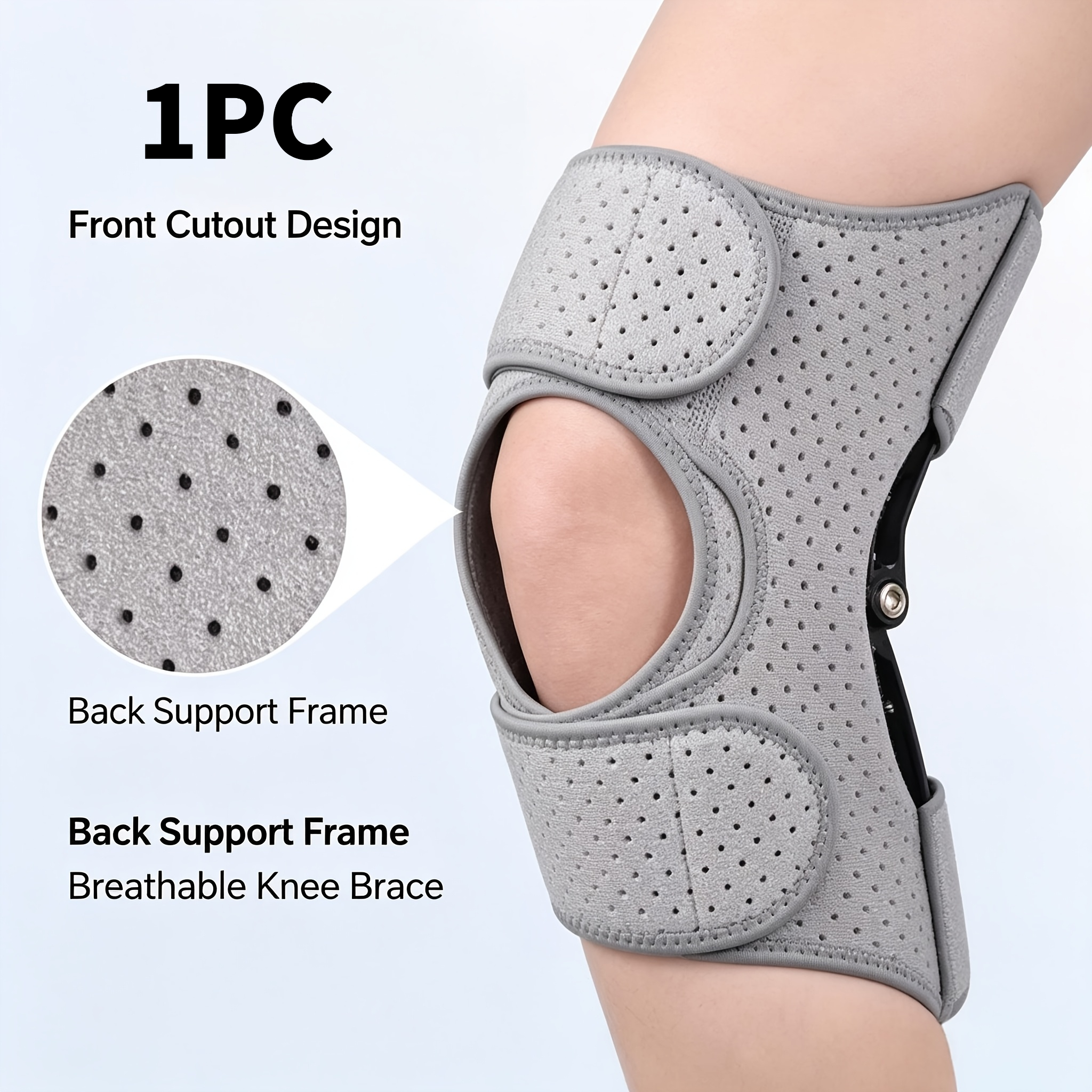 TEMU 1pc 1pc Elderly Spring Knee Knee Brace, Breathable Joint Support Aid, For Walking, Climbing Stairs, Hiking, Adjustable Non-slip, Knee Pressure