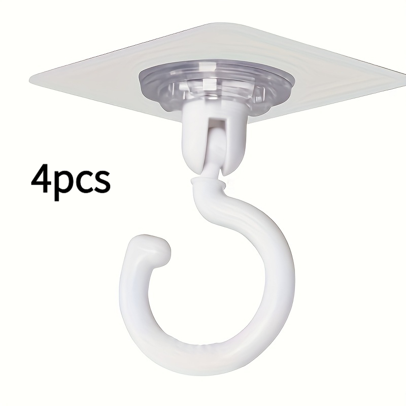 TEMU Lot de 4 crochets de plafond rotatifs, crochets adhésifs robustes pour suspendre plantes, carillons éoliens, , décoration intérieure, montage