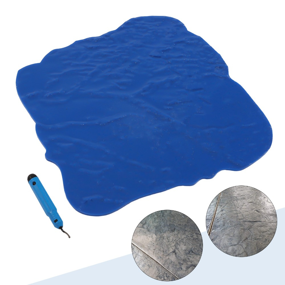 

Oukaning Blue Seamless Concrete Stamp Mold - 12" Square Cement Texture Mat With Trimmer For Slate Effects, Floor, Stamp Mold