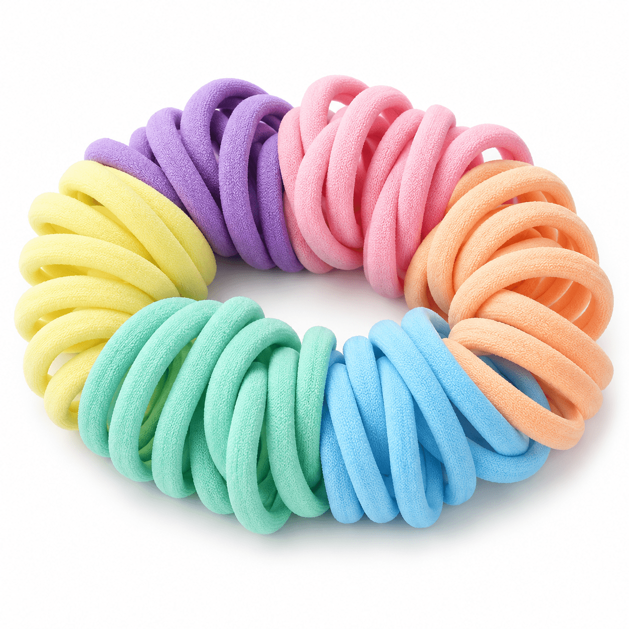 210pcs Random Colour Rainbow-Colored Elastic Hair Ties for Everyday Use