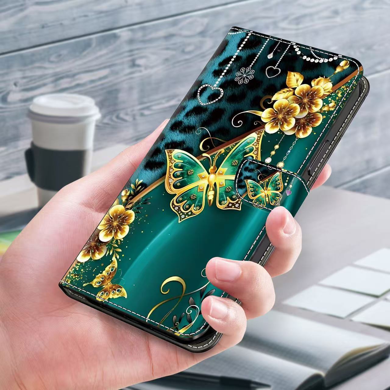 Husă Telefon - Potrivită pentru Redmi 14C 14R 13 13C 12C 10 10A 10C 9 9A 9C 9T 8A A5 A4 A3 A2 A1 Plus, Model Fluture Desenat Manual, Suport Tip Portofel, Husă de Protecție pentru Redmi Note 14 13 12 11 11S 10 10 10S 9 9S 8 8T Pro Plus 4G/ 5G, Flip Magnetic, Piele Sintetică Faux