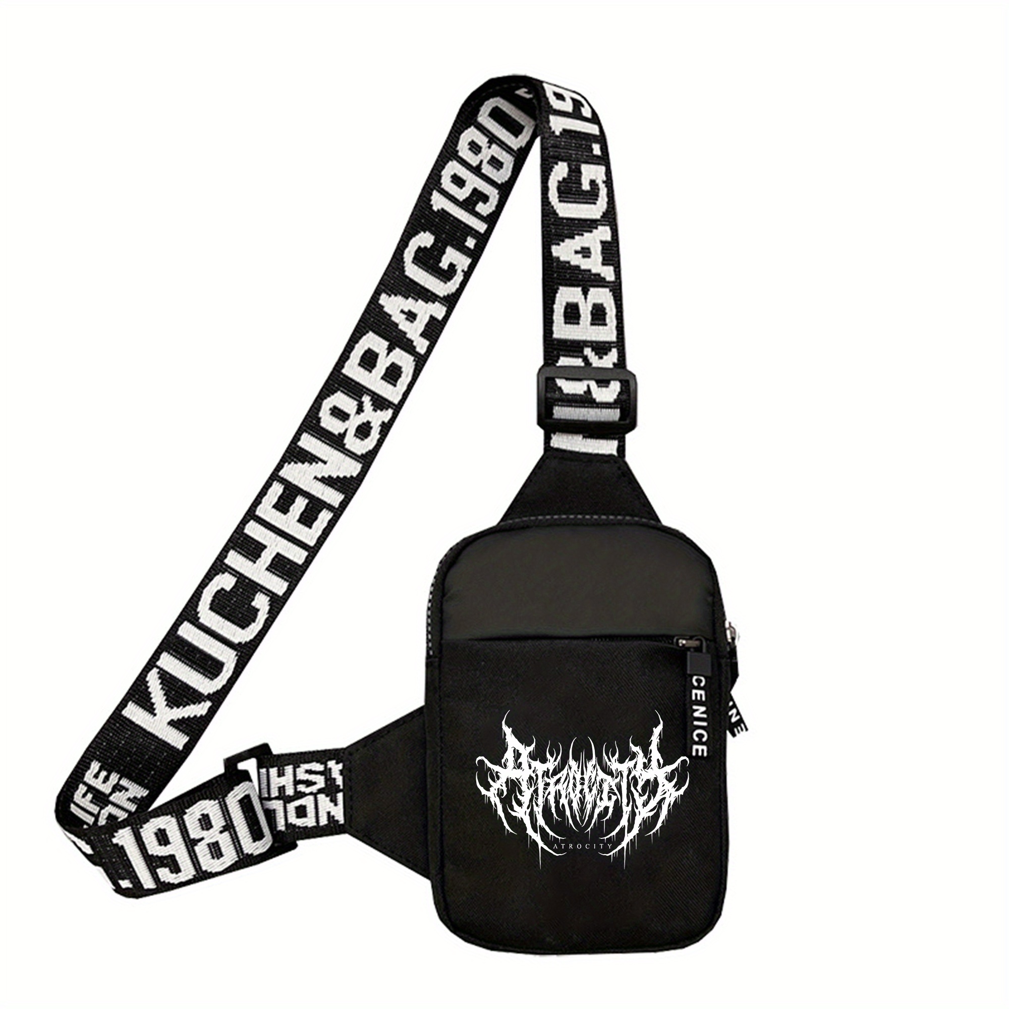 E-shop Gothic-Stil Muster Umhängetaschen, Leichte Bauchtaschen, Handytaschen mit verstellbaren Schultergurten, Mini-Kartenhalter, Stilvolle Accessoires