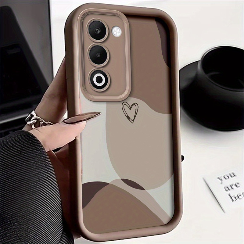 TEMU Phone Case - Minimalist Heart Abstract Case | Neutral Tone Aesthetic| Suitable For Oppo A5| Flexible Tpu Phone Case - Full Coverage Protective