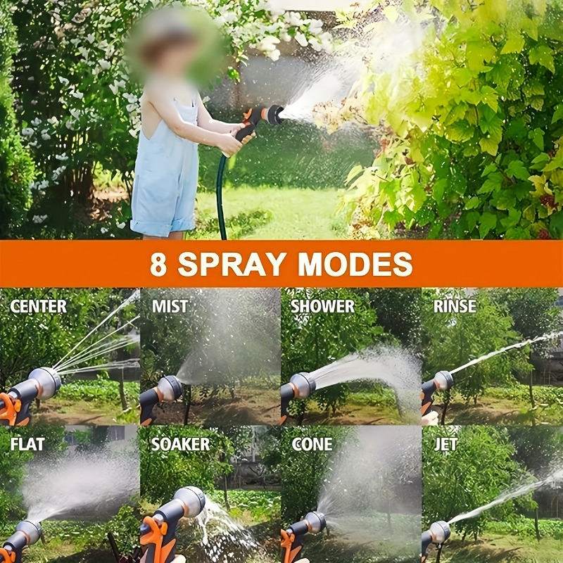 Pistola de agua de jardín de alta presión de 1 pieza con boquilla ajustable, multiusos para riego de jardinería, lavado de coches y limpieza de patio. Diseño duradero y ligero, agarre ergonómico antideslizante naranja y , conexión roscada universal para fácil instalación. Adecuada para diversos
