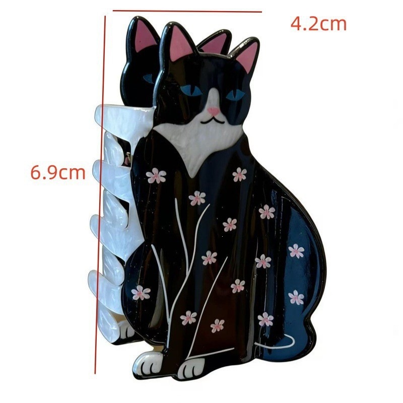 TEMU 1 pince à cheveux florale pour chat, nouvelle, mignonne et réaliste, de chaton, pince à queue de cheval, chignon désordonné, pince à cheveux