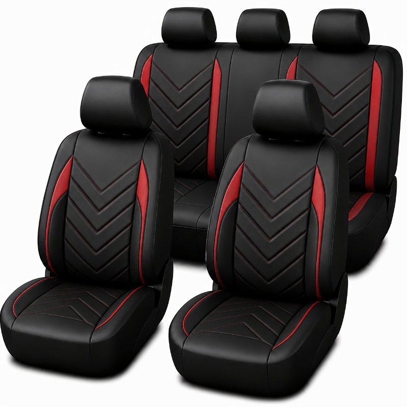 TEMU Ensemble de 5 housses de siège auto universelles en similicuir, protections intégrales, coussins résistants à l' et respirants, adaptées aux