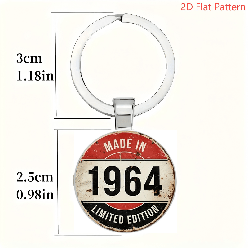 item picture 1pc 2d flat 1964 alloy keychain an   present for friends thanksgiving fathers day teachers day mothers day alloy keychain   gift