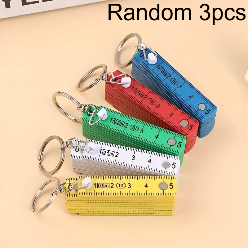 Multifunctional Abs Plastic Folding Ruler, 50cm/19.69in, 10-fold With Keychain, Compact And Portable, Folding Ruler Drawing Tool, Student Measuring Ruler Random Color