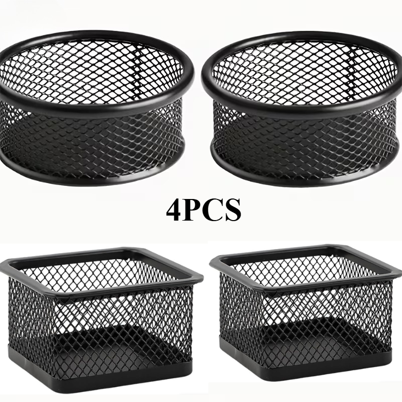 TEMU 4pcs Storage Basket, Desktop Mesh Paperclip Holder, Desktop Folder, Mesh Bowl-shaped Paperclip Dispenser, Paperclip Dispenser, Office Additions