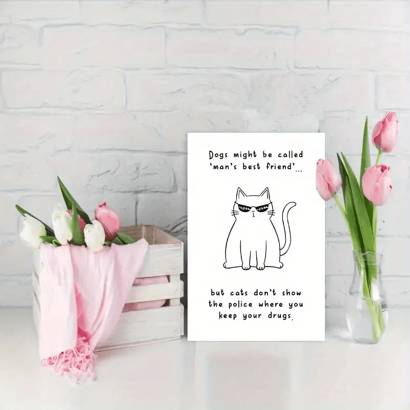 TEMU Pre Order 4pcs (2 Greeting Cards+2 Envelopes) Humorous Birthday Card, Suitable For Cat Lovers, , - 'cats Are The Of Humans' Theme, Suitable For