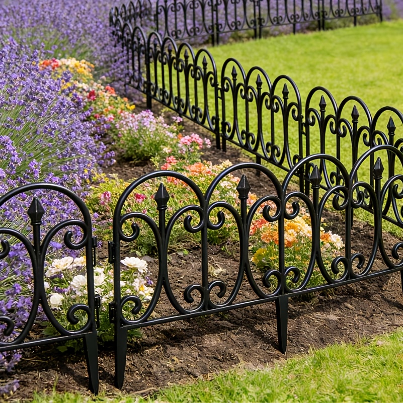 10pcs Set of Novelty Decorative Garden Fence Panels And Edging, Heavy-Duty Plastic Outdoor Landscape Fence Panels with a Finely Finished Surface, Suitable for Outdoor Patios, Yards, Flower Beds And Other Scenes. Easy to Install, The Fence Panels