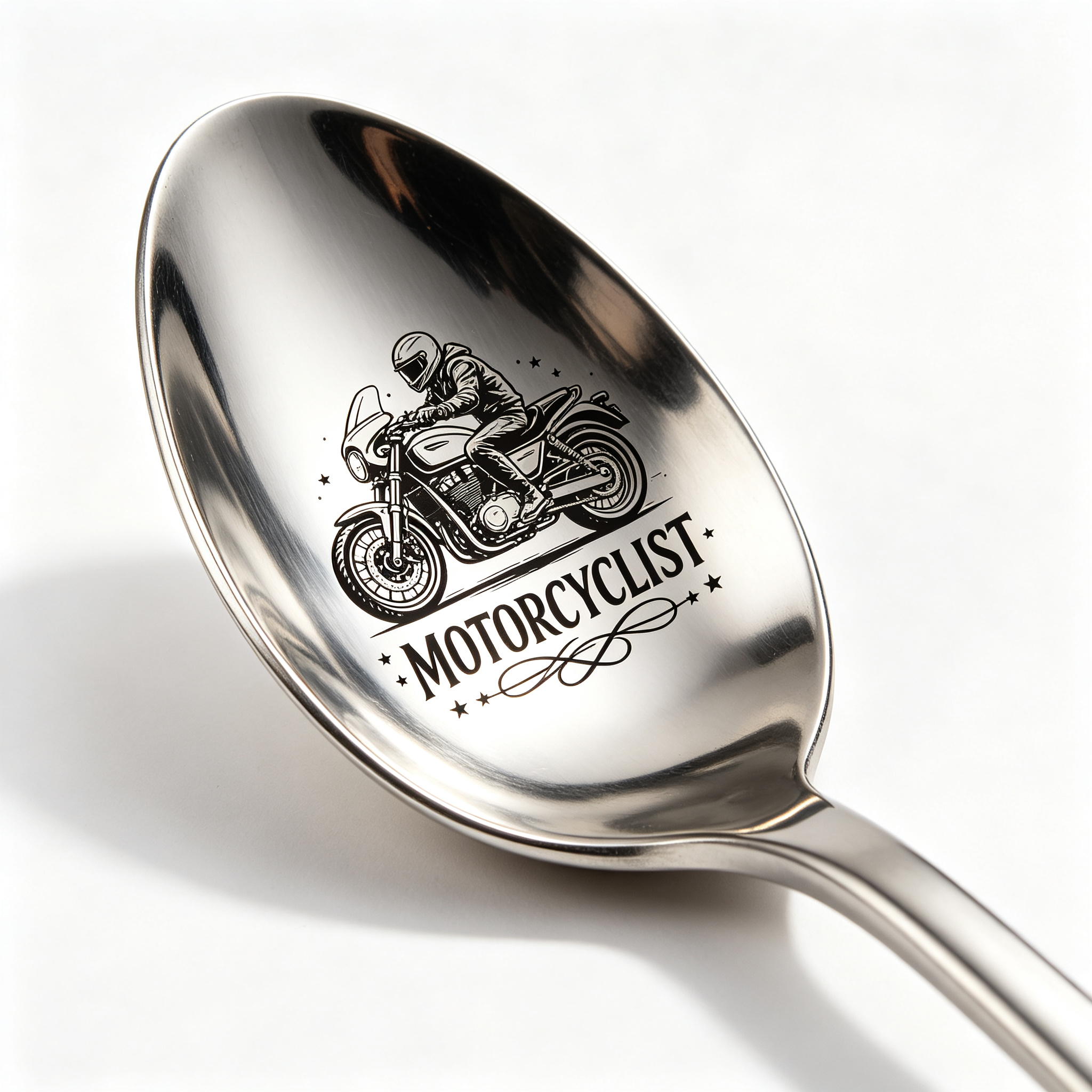 TEMU Motorcycle-themed Laser-engraved Spoon Suitable For Coffee, Tea & Desserts - Motorcycle Rider Gift For Gamers, Laser-carved Utensil For, Office,