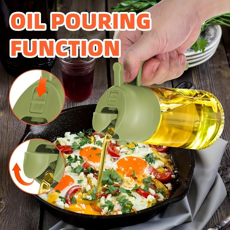 1  in 1 glass oil sprayer dispenser with auto lid bpa free high borosilicate olive   bottle for cooking grilling salad baking kitchen essential no pattern single pack details 8