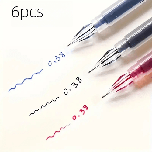 a pack of 6 gel pens 0 38 mm fine point large capacity smooth writing suitable for office and school use