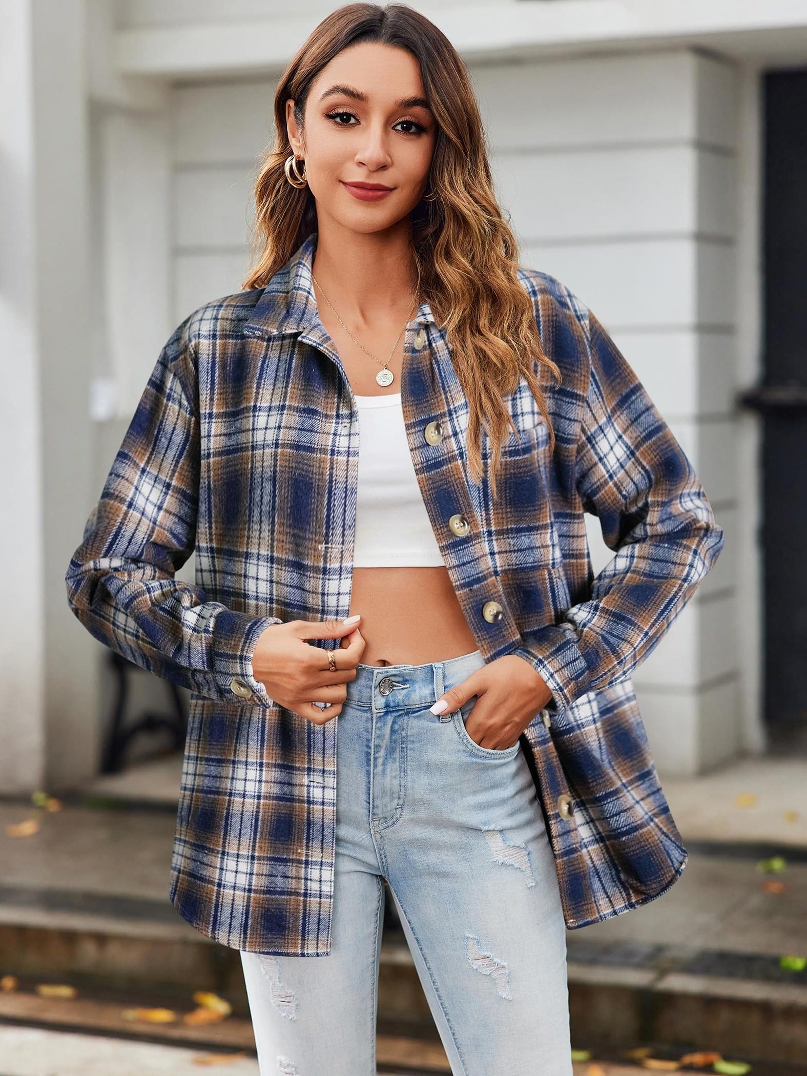 christmas shirts women flannel shacket jacket button Temu