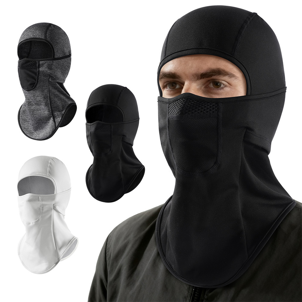 MVPTOO Men's Full Face Balaclava Mask - Windproof Thermal Winter Fleece Beanie & Hood Cap with Neck/Shoulder Coverage, Adjustable for Skiing, Snowboarding, Motorcycling - Black/White/Grey/ (Hand Washa