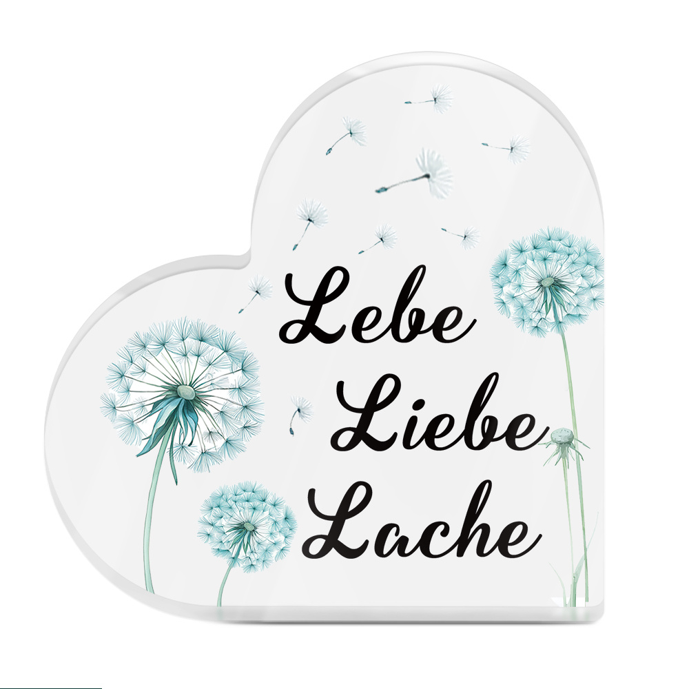 Image of 2d Flat, 2d Flat Putuo Decor 1pc German Heart Shaped Acrylic Sign Table Decor, Lebe Liebe , Desktop Decoration For Home Room, Gift For Friend Family, 2d Flat